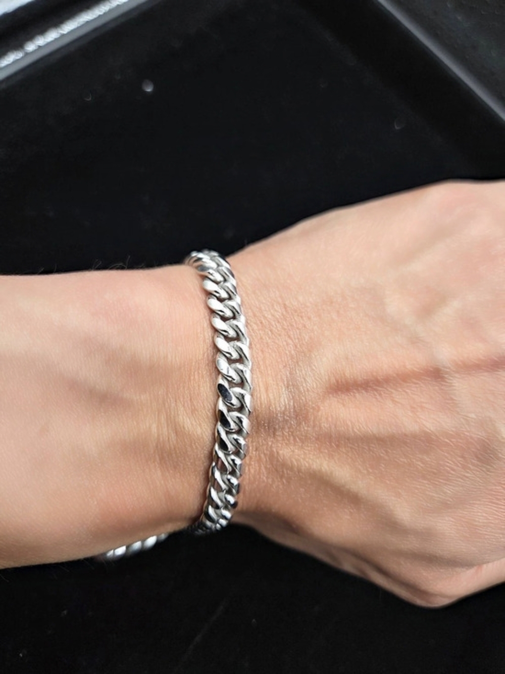 Sterling Silver 925 Rhodium Plated Chain Link Bracelet Like New